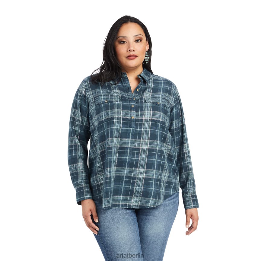 Ariat Popover-Shirt von Real Billie Jean Frauen P4JJPR2934 Lurex-Plaid Spitzen