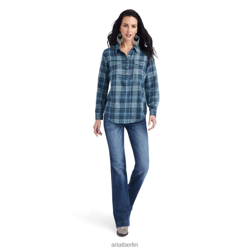 Ariat Popover-Shirt von Real Billie Jean Frauen P4JJPR2934 Lurex-Plaid Spitzen