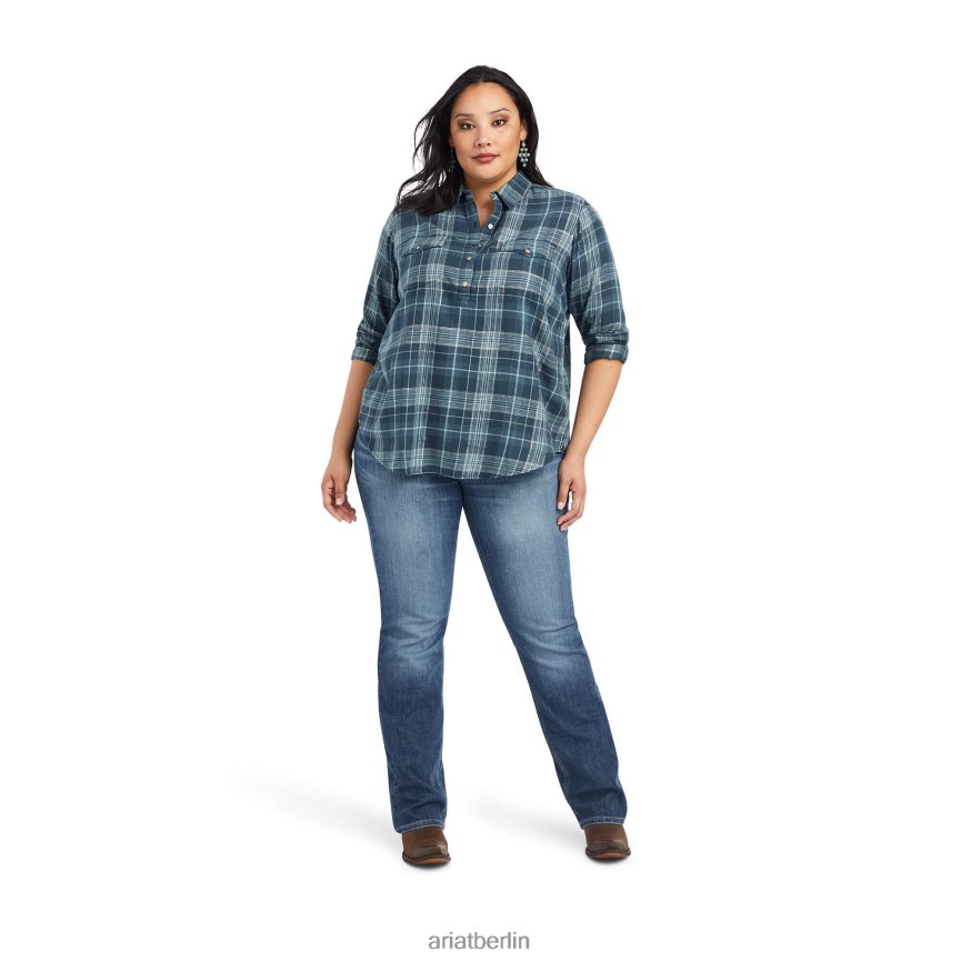 Ariat Popover-Shirt von Real Billie Jean Frauen P4JJPR2934 Lurex-Plaid Spitzen