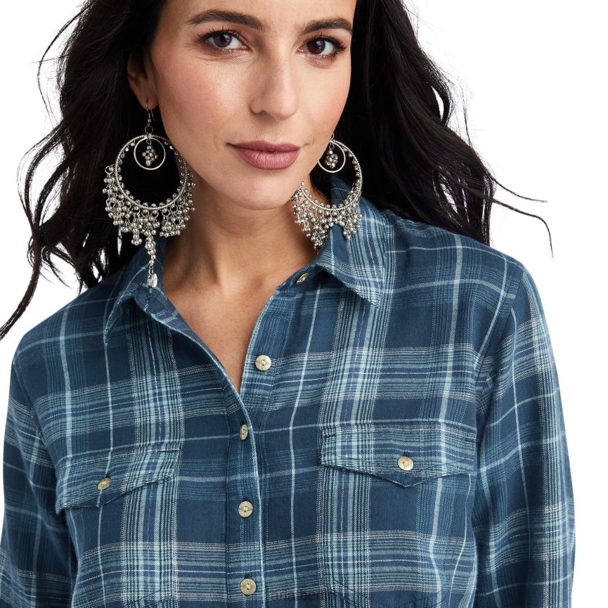 Ariat Popover-Shirt von Real Billie Jean Frauen P4JJPR2934 Lurex-Plaid Spitzen