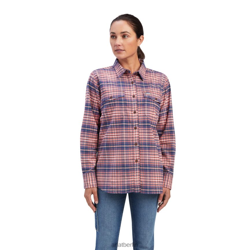 Ariat Rebar-Flanell-Durastretch-Arbeitshemd Frauen P4JJPR3137 verblasste Rose Spitzen