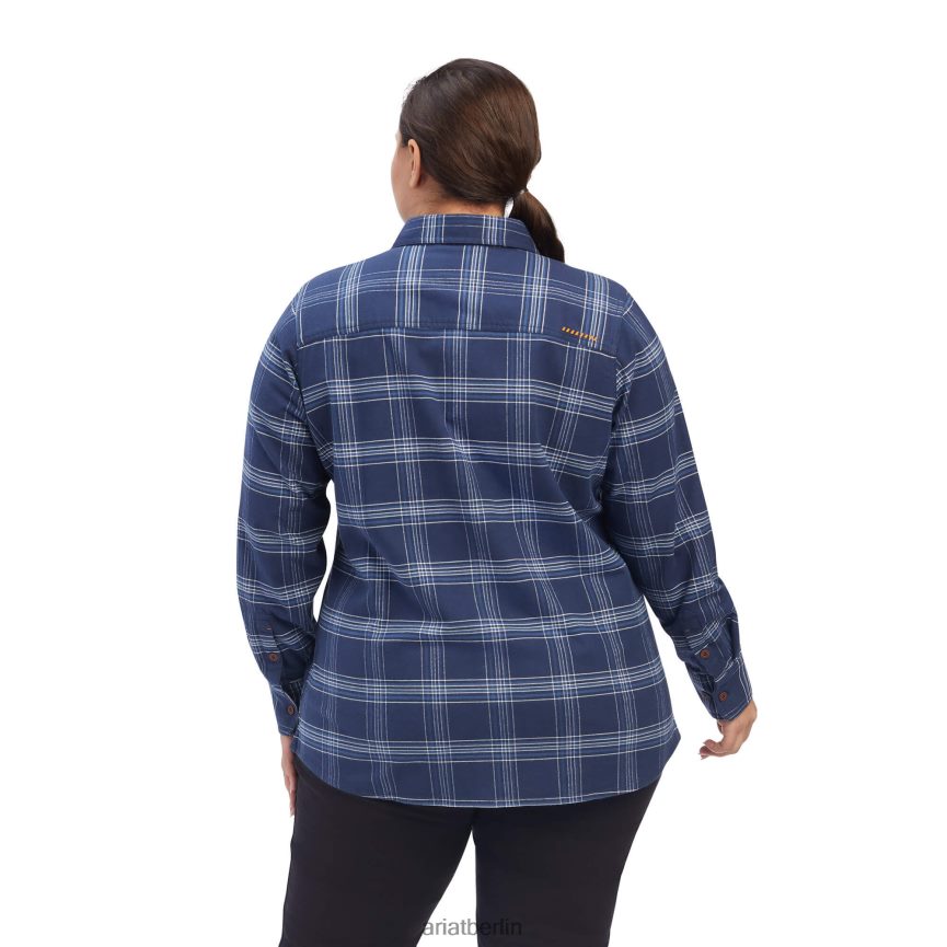 Ariat Rebar-Flanell-Durastretch-Arbeitshemd Frauen P4JJPR3150 Marine Spitzen