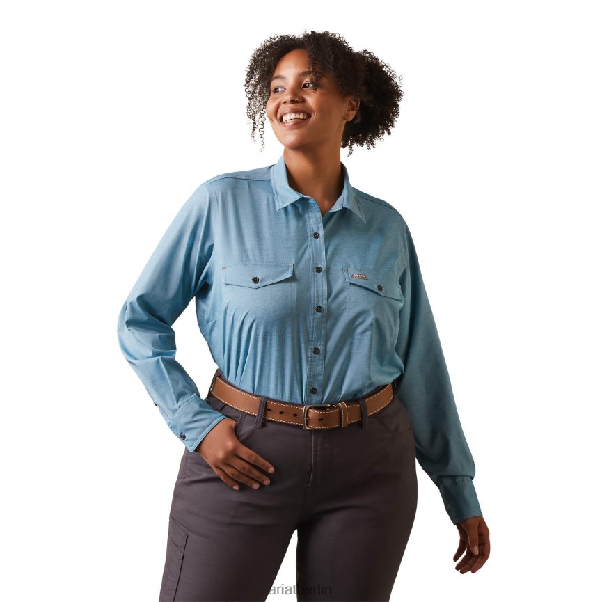 Ariat Robustes Venttek Durastretch-Arbeitshemd aus Bewehrungsstahl Frauen P4JJPR3102 Ritterspornheide Spitzen