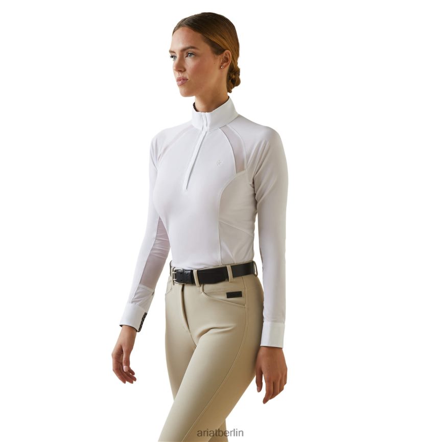 Ariat Sunstopper Pro 2.0 Turniershirt Frauen P4JJPR3669 weiß/oscar Spitzen