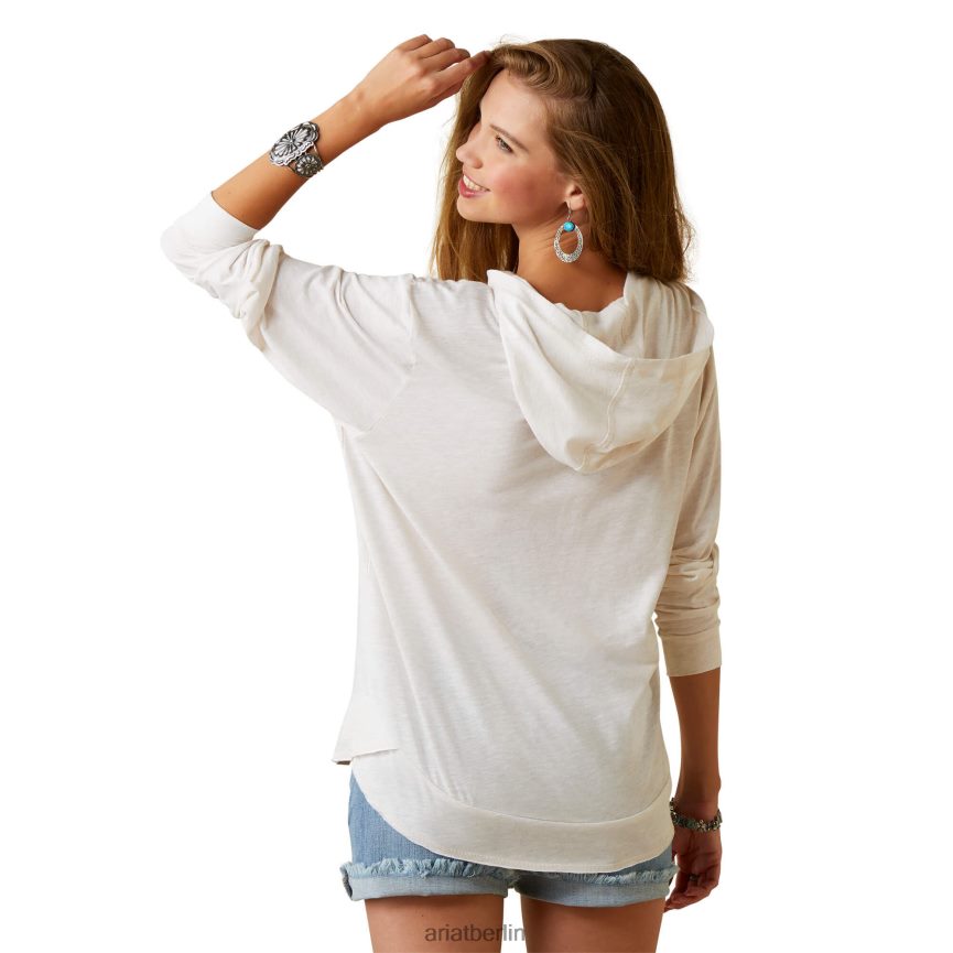 Ariat Surfendes Longhorn-Western-Aloha-Shirt Frauen P4JJPR3270 Kokosmilch-Heidekraut Spitzen