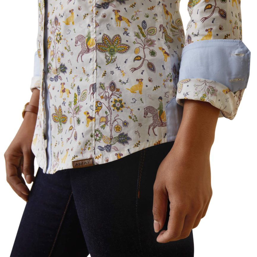 Ariat Tomales-Shirt Frauen P4JJPR3100 Folkore-Druck Spitzen