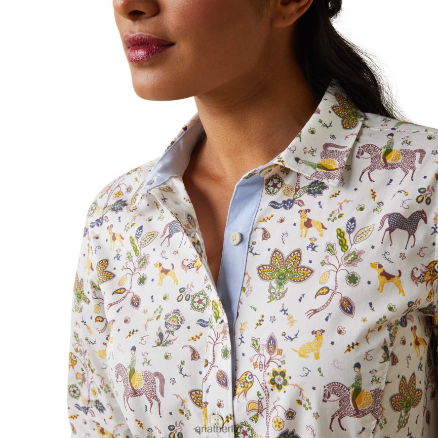 Ariat Tomales-Shirt Frauen P4JJPR3100 Folkore-Druck Spitzen