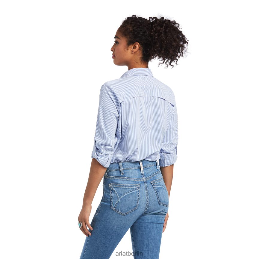 Ariat Venttek-Stretchhemd Frauen P4JJPR2769 mazarineblau/weiß gestreift Spitzen