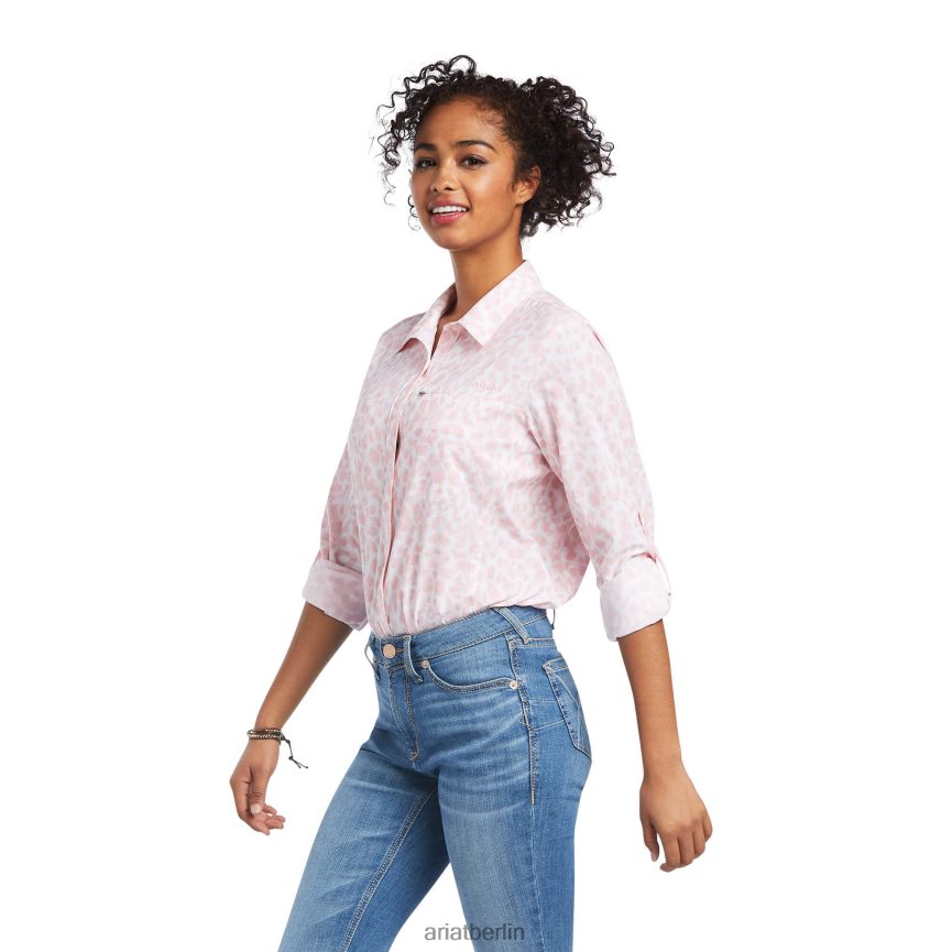 Ariat Venttek-Stretchhemd Frauen P4JJPR2797 Quarzrosa Leopard Spitzen