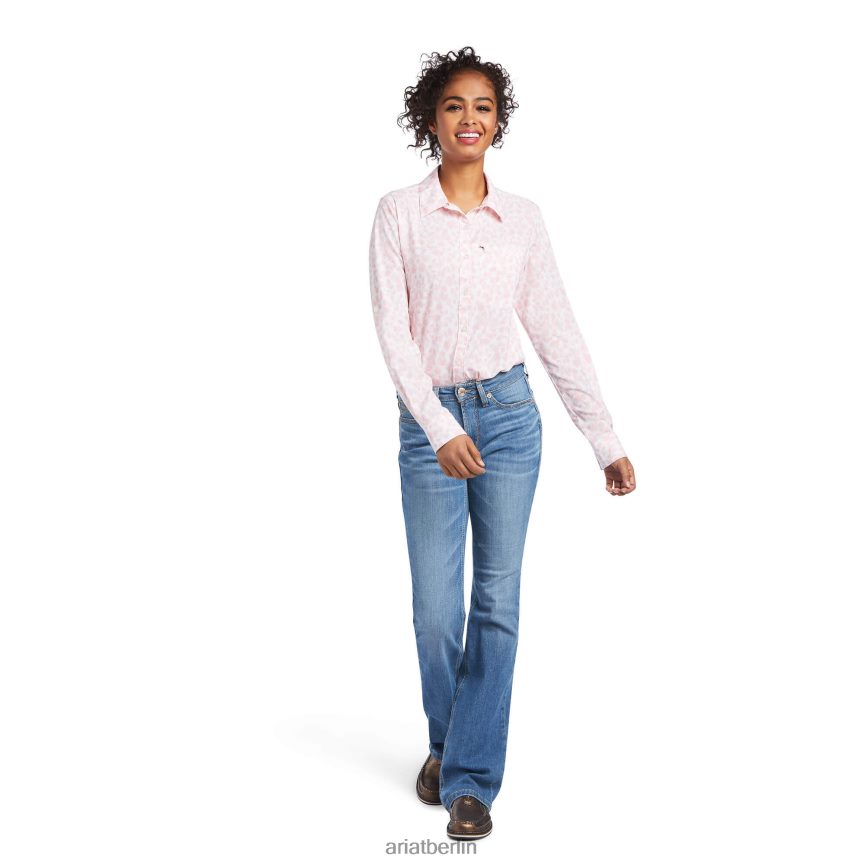 Ariat Venttek-Stretchhemd Frauen P4JJPR2797 Quarzrosa Leopard Spitzen