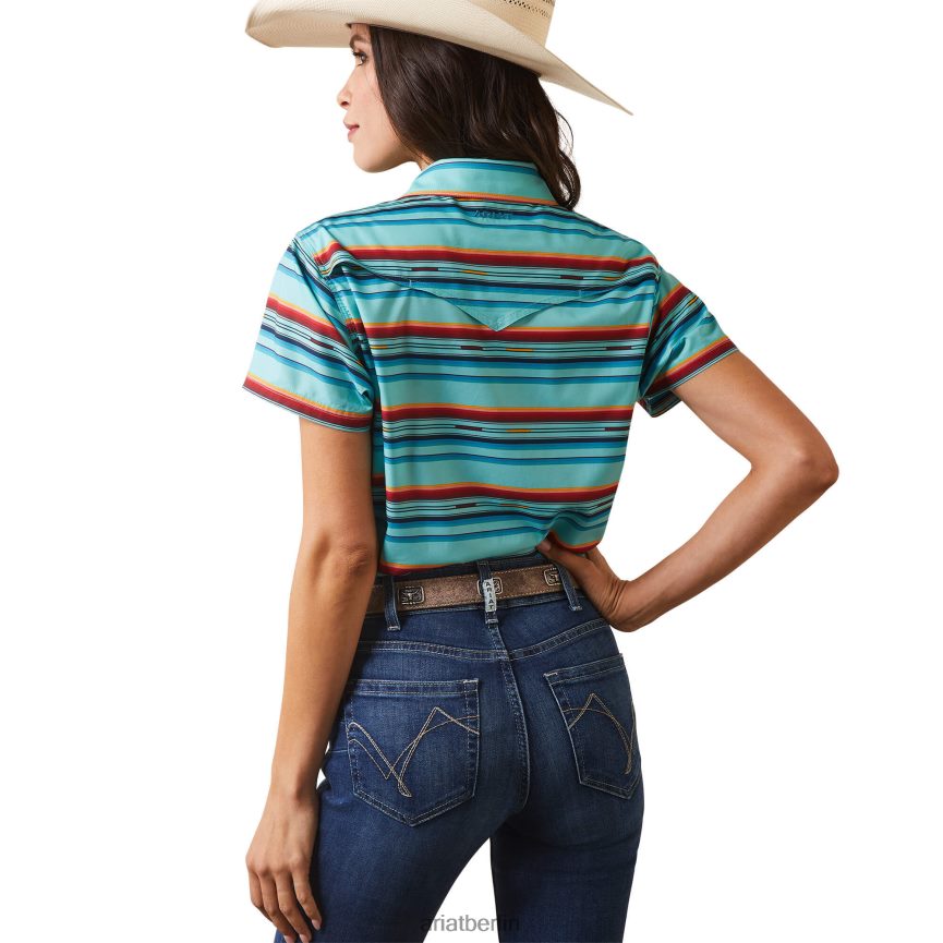 Ariat Western-Ventek-Shirt Frauen P4JJPR2766 poolblaues Rosa Serape Spitzen