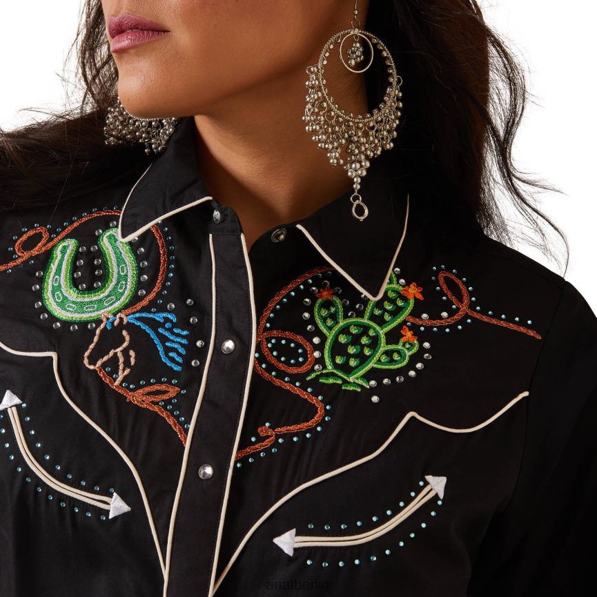 Ariat Wynette-Shirt Frauen P4JJPR2770 Schwarz Spitzen