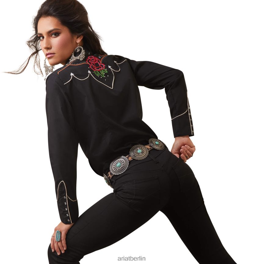 Ariat Wynette-Shirt Frauen P4JJPR2770 Schwarz Spitzen