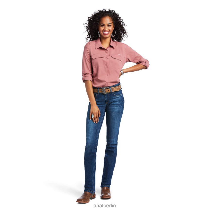 Ariat ausgehendes Venttek-Stretchhemd Frauen P4JJPR2945 antikes Rubin Spitzen