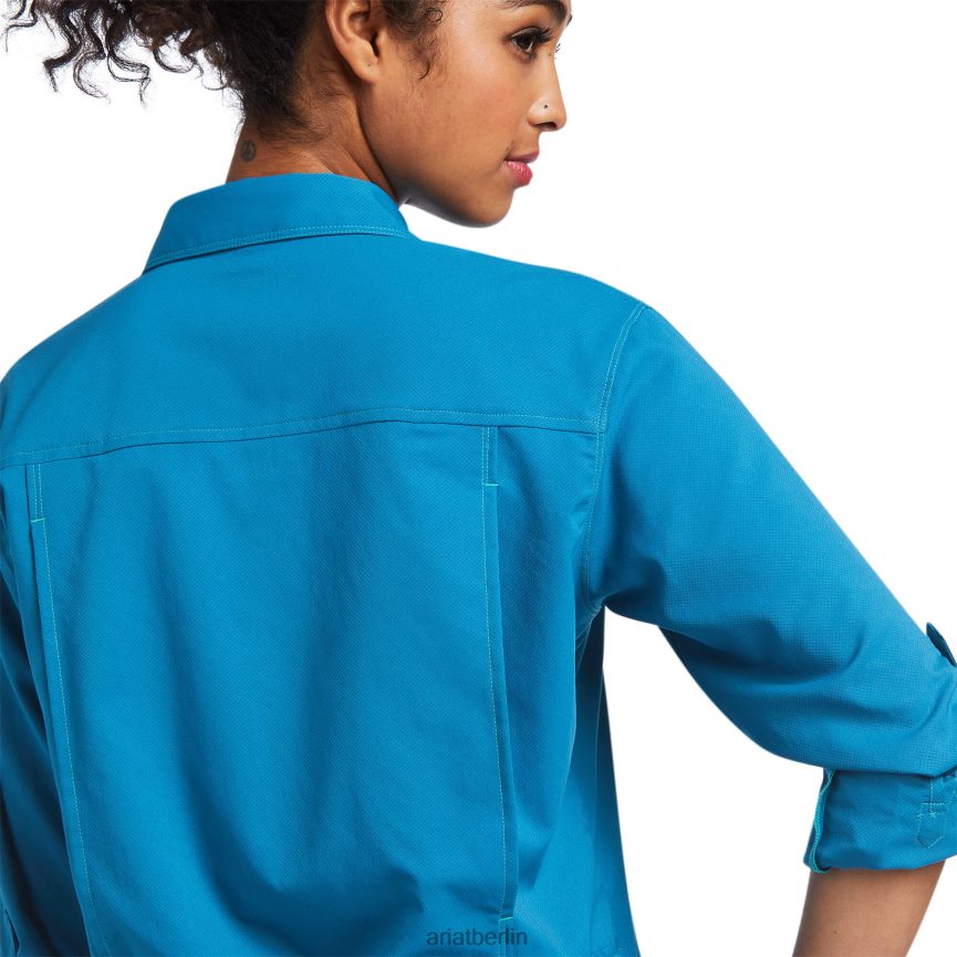 Ariat ausgehendes Venttek-Stretchhemd Frauen P4JJPR3070 Sachsenblau Spitzen