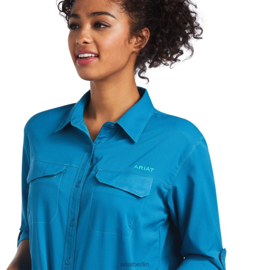 Ariat ausgehendes Venttek-Stretchhemd Frauen P4JJPR3070 Sachsenblau Spitzen
