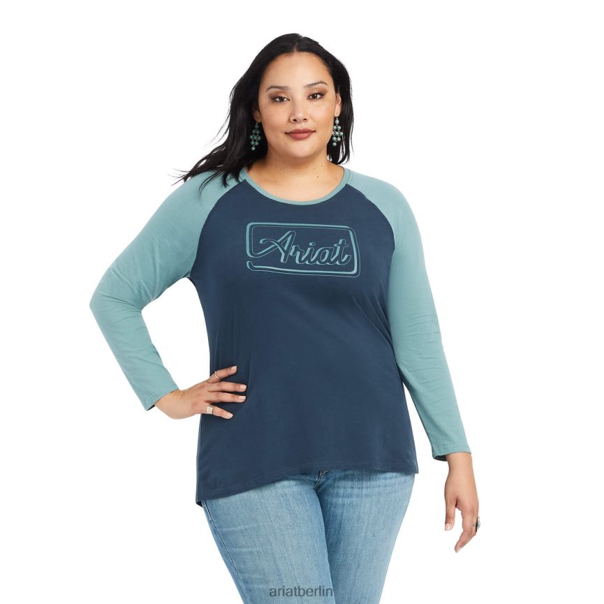 Ariat echtes Baseballshirt Frauen P4JJPR3116 Mitternachtsmarine/Arktis Spitzen