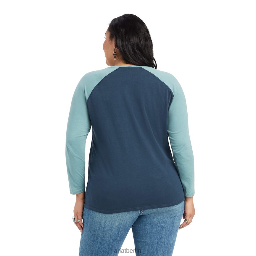 Ariat echtes Baseballshirt Frauen P4JJPR3116 Mitternachtsmarine/Arktis Spitzen