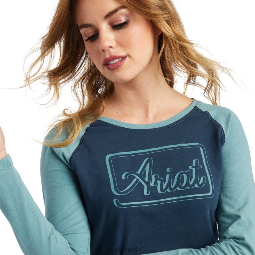 Ariat echtes Baseballshirt Frauen P4JJPR3116 Mitternachtsmarine/Arktis Spitzen