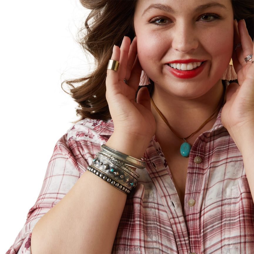 Ariat echtes Billie-Jeanshemd Frauen P4JJPR2771 Willa kariertes Blumenmuster Spitzen