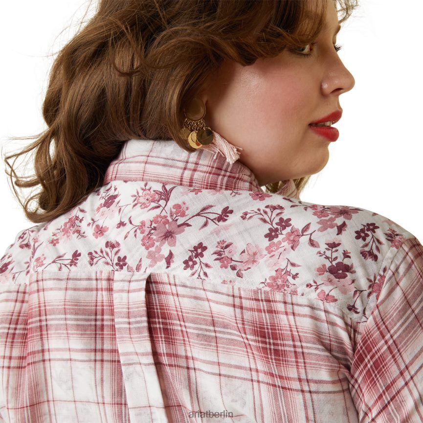 Ariat echtes Billie-Jeanshemd Frauen P4JJPR2771 Willa kariertes Blumenmuster Spitzen