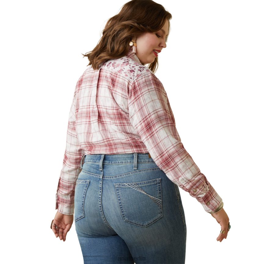 Ariat echtes Billie-Jeanshemd Frauen P4JJPR2771 Willa kariertes Blumenmuster Spitzen