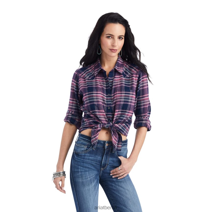 Ariat echtes Billie-Jeanshemd Frauen P4JJPR2843 Süßes Plaid Spitzen