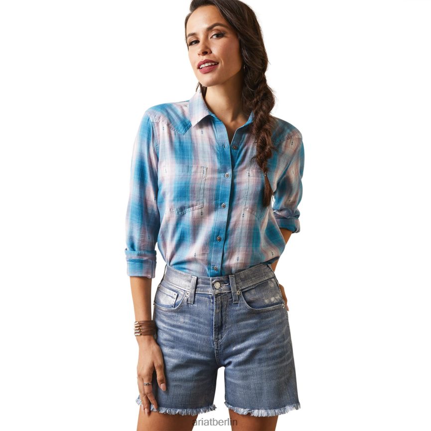 Ariat echtes Billie-Jeanshemd Frauen P4JJPR2937 Idabel Dobby-Plaid Spitzen