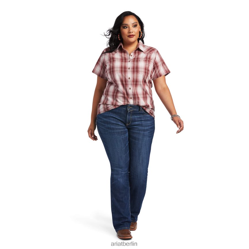 Ariat echtes Billie-Jeanshemd Frauen P4JJPR3141 rostrot kariert Spitzen