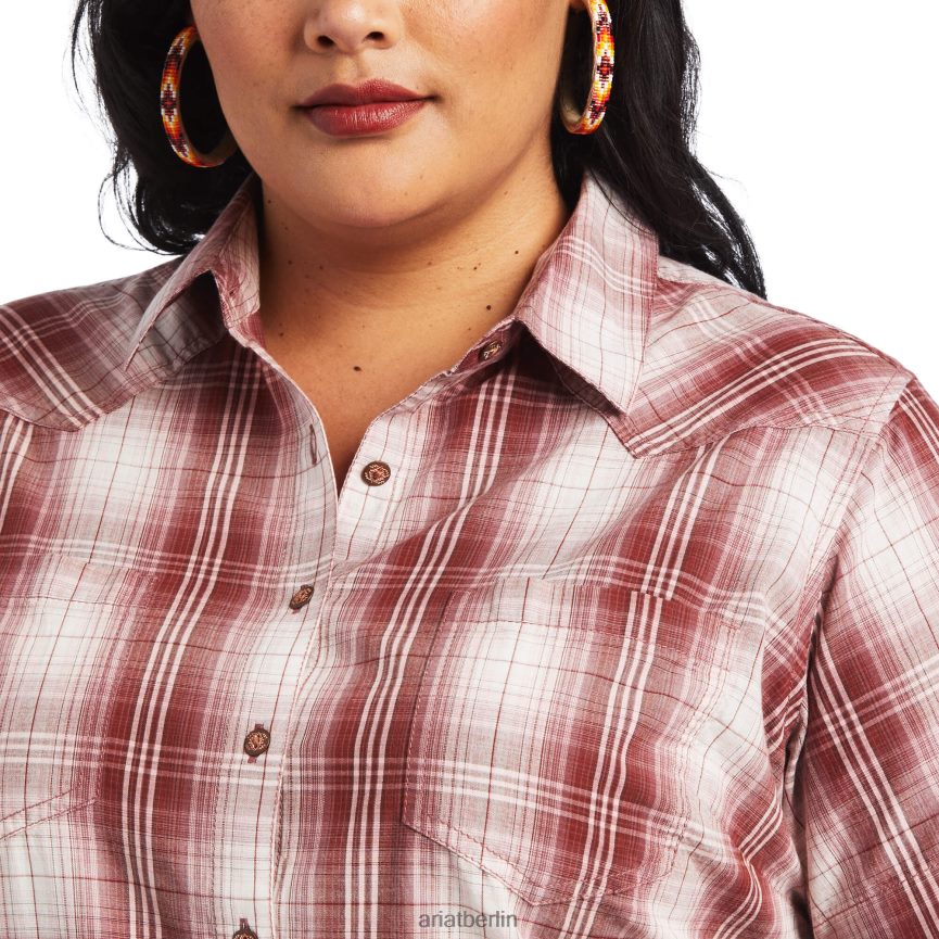 Ariat echtes Billie-Jeanshemd Frauen P4JJPR3141 rostrot kariert Spitzen