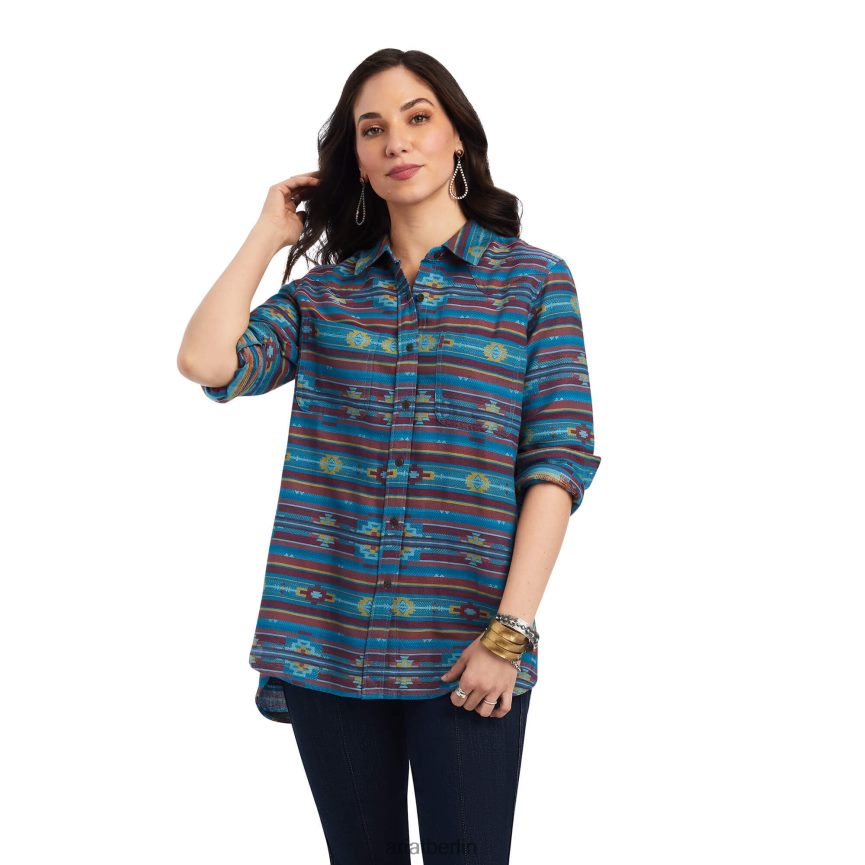 Ariat echtes Billie Rae-Shirt Frauen P4JJPR3003 Himmlischer Südwest-Jacquard Spitzen