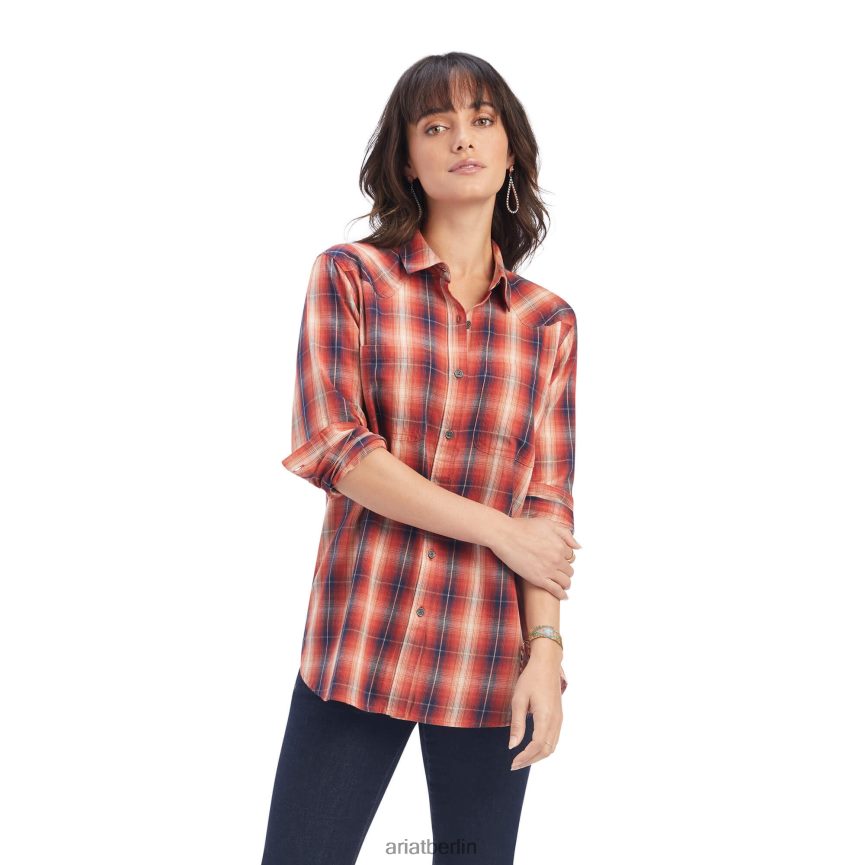 Ariat echtes Billie Rae-Shirt Frauen P4JJPR3157 Zitrushain-Plaid Spitzen