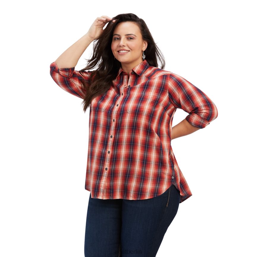 Ariat echtes Billie Rae-Shirt Frauen P4JJPR3157 Zitrushain-Plaid Spitzen