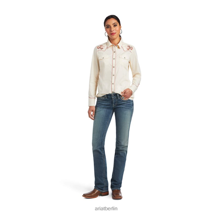 Ariat echtes Georgia-Shirt Frauen P4JJPR2798 weißer Schwan Spitzen