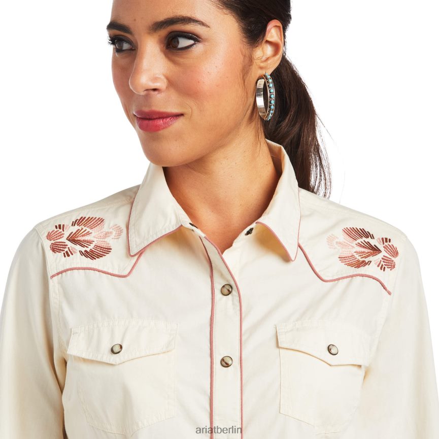 Ariat echtes Georgia-Shirt Frauen P4JJPR2798 weißer Schwan Spitzen