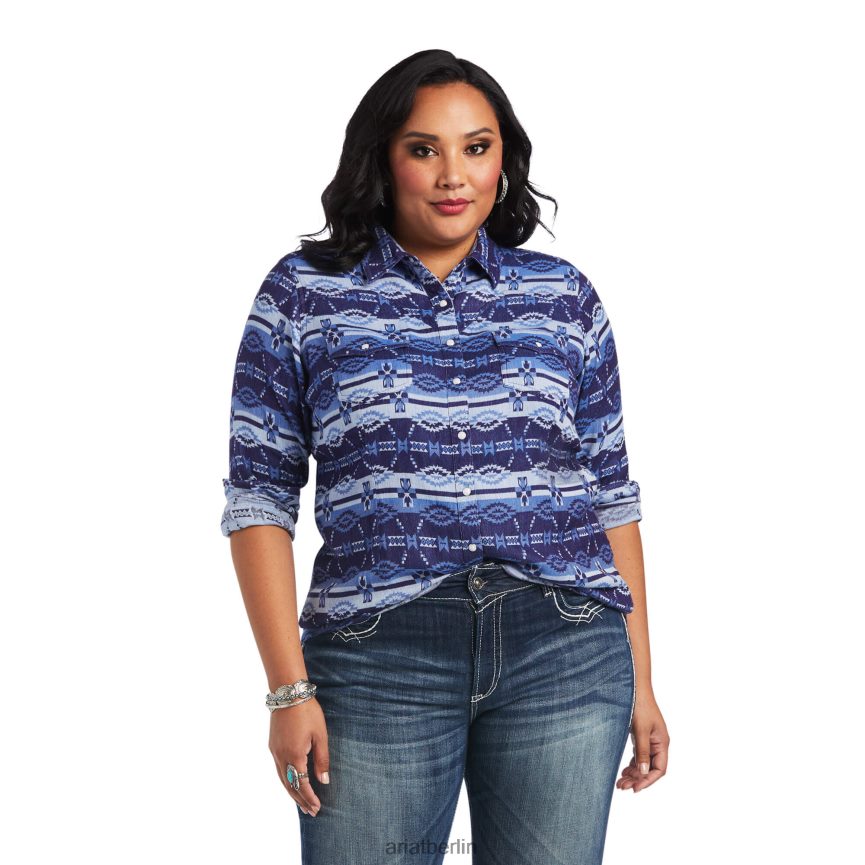 Ariat echtes Hemd Frauen P4JJPR3194 ozeanisch Spitzen