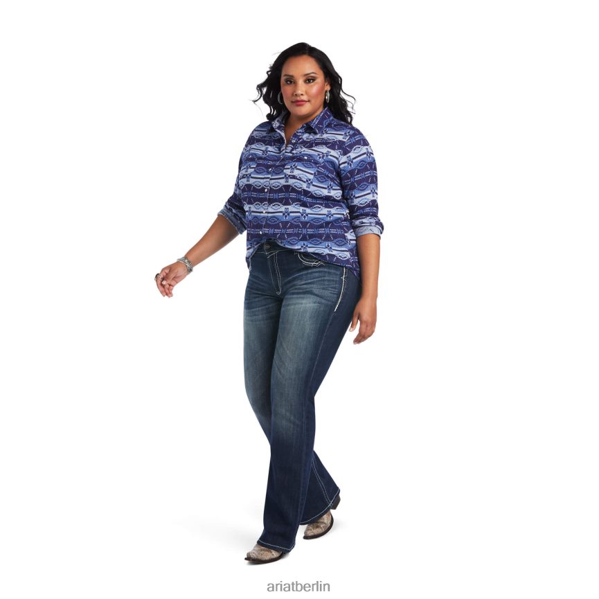 Ariat echtes Hemd Frauen P4JJPR3194 ozeanisch Spitzen