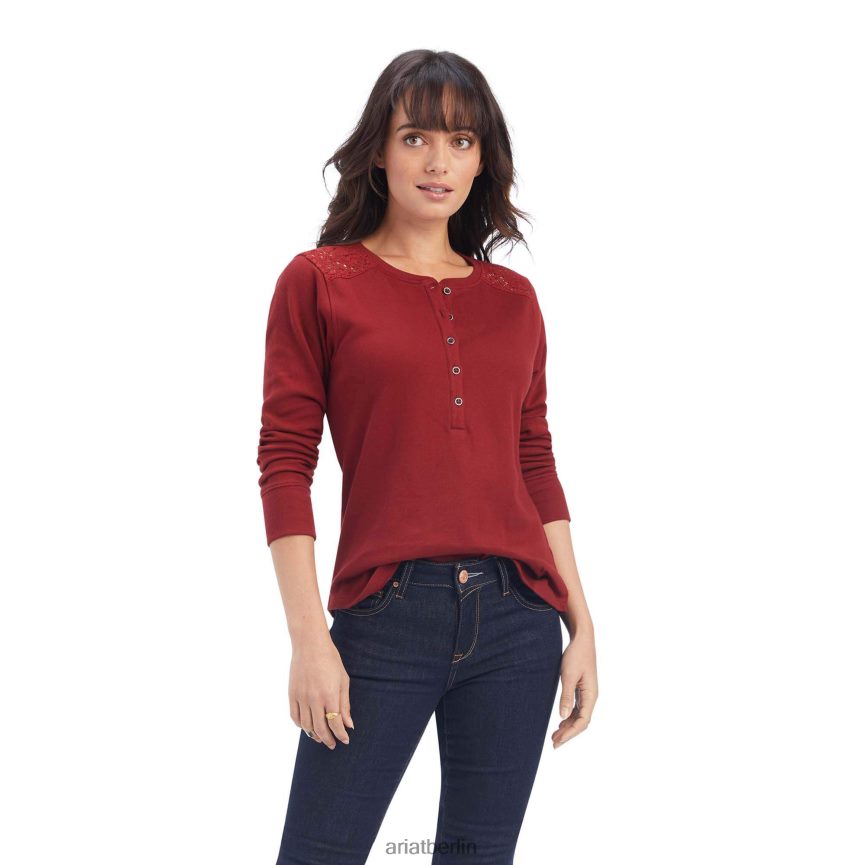 Ariat echtes Henley-Shirt Frauen P4JJPR2879 Rougerot Spitzen