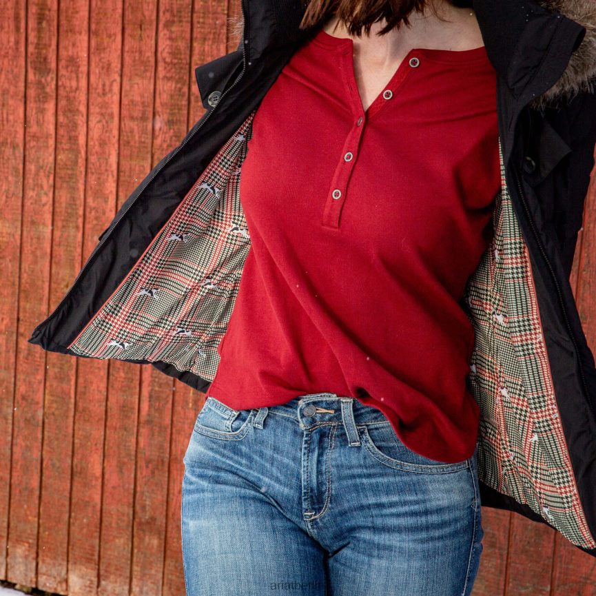 Ariat echtes Henley-Shirt Frauen P4JJPR2879 Rougerot Spitzen