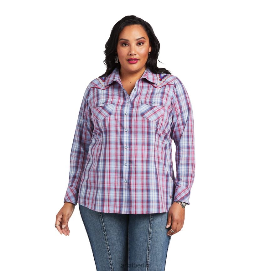 Ariat echtes Kornblumenshirt Frauen P4JJPR3007 Kornblumen-Plaid Spitzen