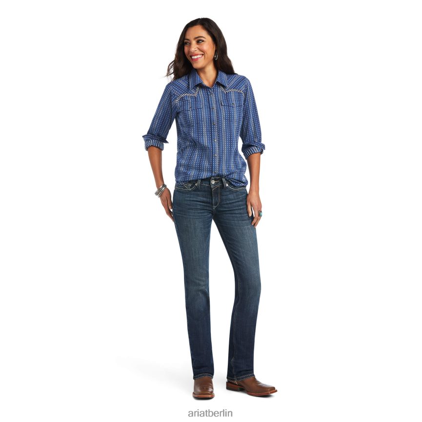Ariat echtes Lieblingsshirt Frauen P4JJPR3079 Chambray-Dobby Spitzen
