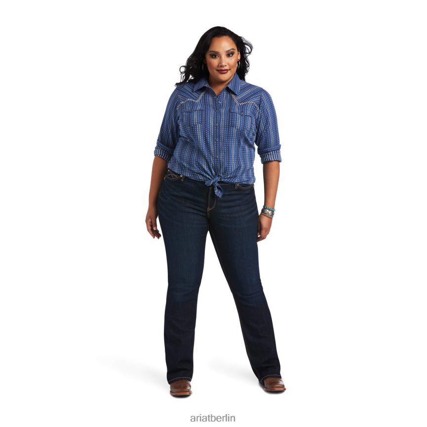 Ariat echtes Lieblingsshirt Frauen P4JJPR3079 Chambray-Dobby Spitzen