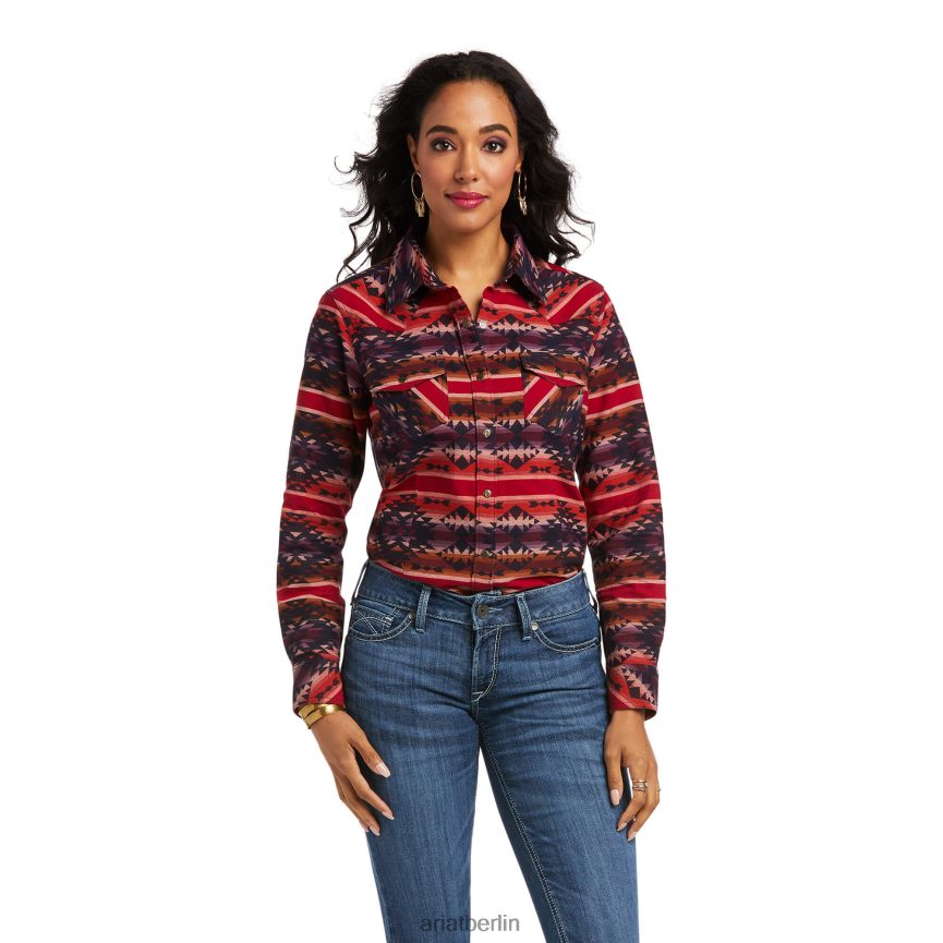 Ariat echtes Sedona-Serape-Shirt Frauen P4JJPR3130 Rot Spitzen