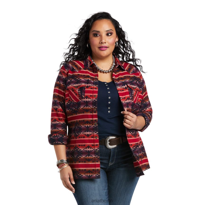 Ariat echtes Sedona-Serape-Shirt Frauen P4JJPR3130 Rot Spitzen