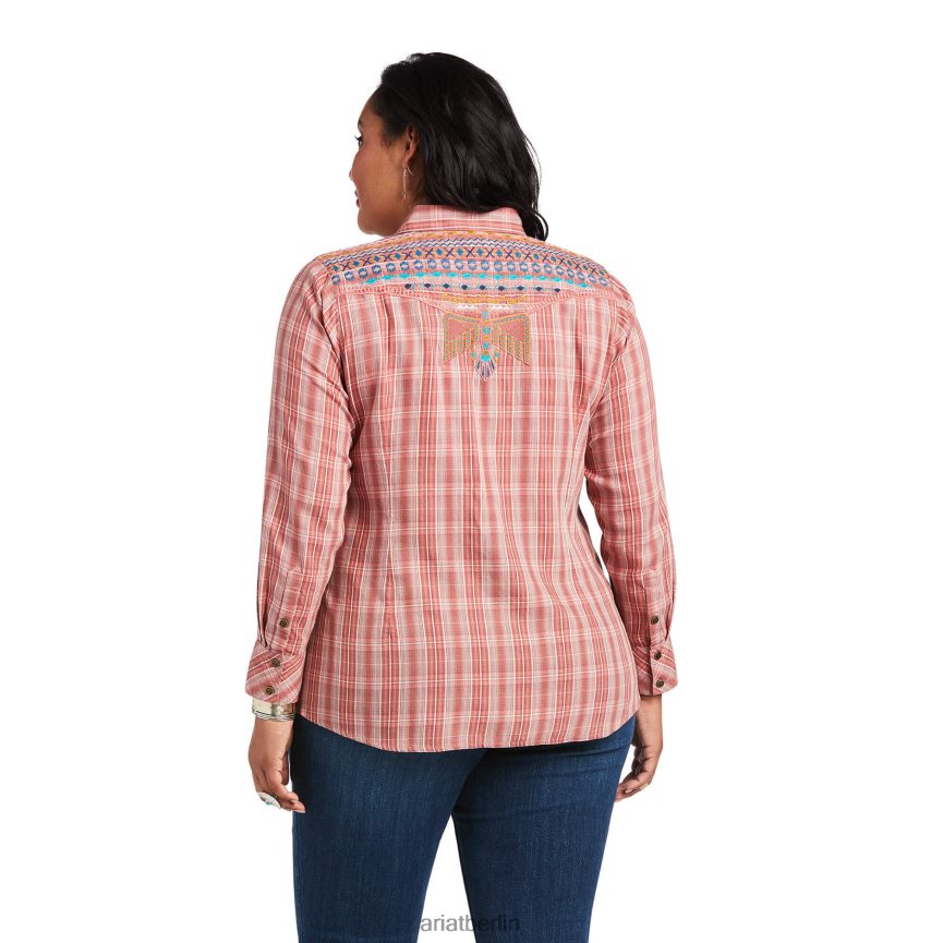 Ariat echtes antikes Thunderbird-Shirt Frauen P4JJPR3209 antikes Rubia-Plaid Spitzen