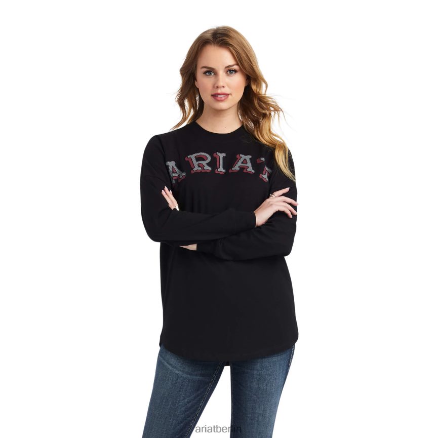Ariat echtes oversized Shirt Frauen P4JJPR2992 Schwarz Spitzen
