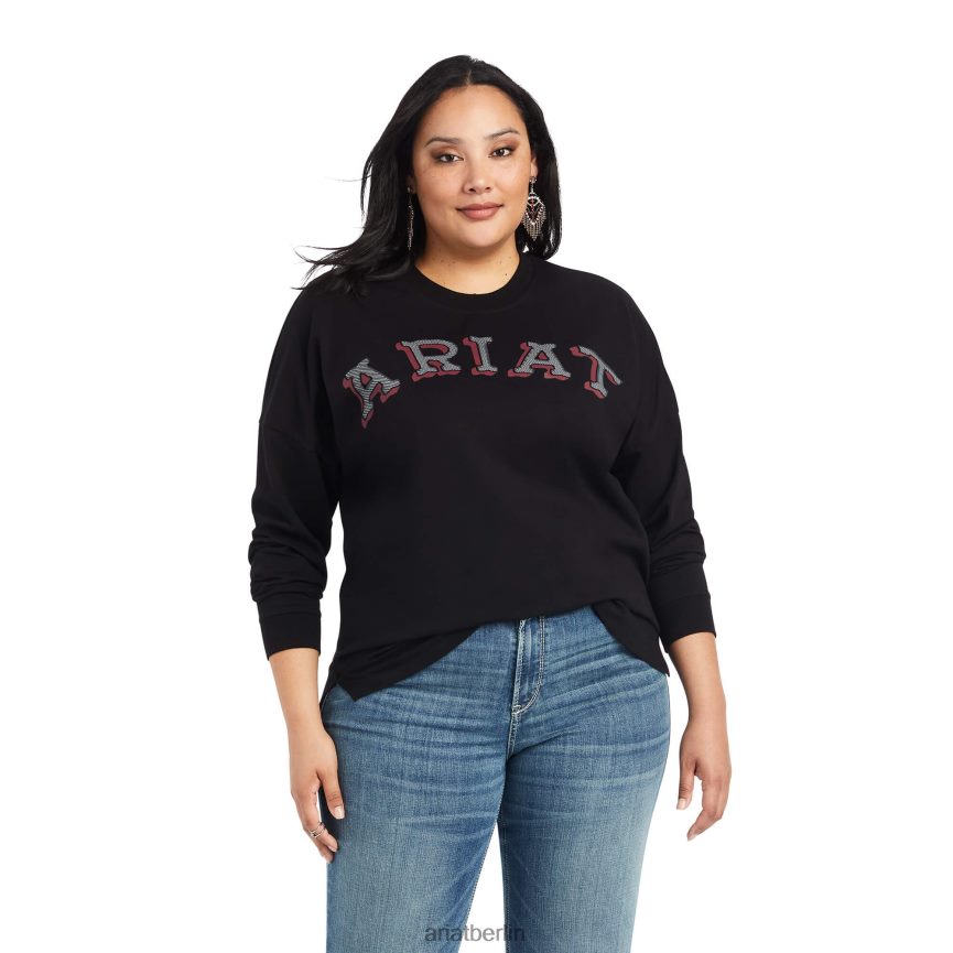 Ariat echtes oversized Shirt Frauen P4JJPR2992 Schwarz Spitzen