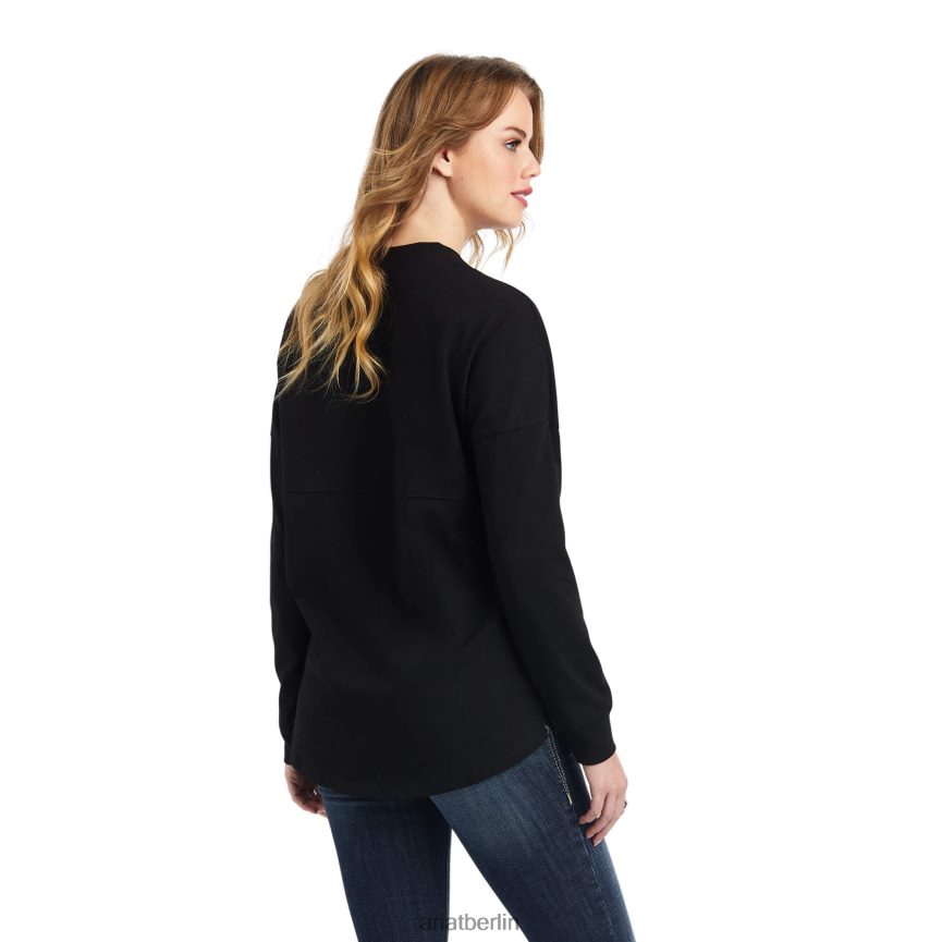 Ariat echtes oversized Shirt Frauen P4JJPR2992 Schwarz Spitzen