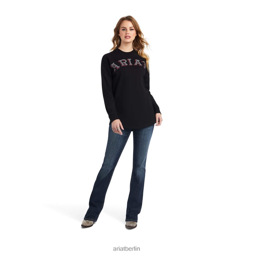 Ariat echtes oversized Shirt Frauen P4JJPR2992 Schwarz Spitzen