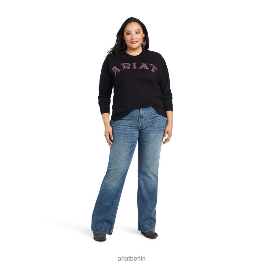 Ariat echtes oversized Shirt Frauen P4JJPR2992 Schwarz Spitzen